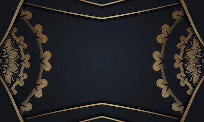 Black banner with vintage gold ornament and space for text
