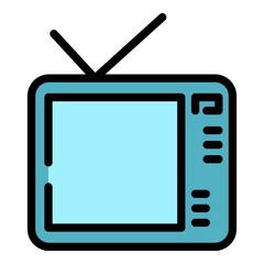 Interactive tv media icon. Outline interactive tv media vector icon color flat isolated