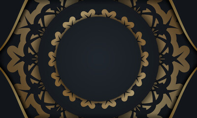 Black banner with vintage gold ornament and space for text
