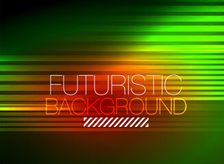 Bright neon color techno abstract background, shiny glowing neon lines in the dark background