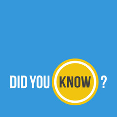 did you know text with big question mark, flat vector infographic for social media or web banner template
