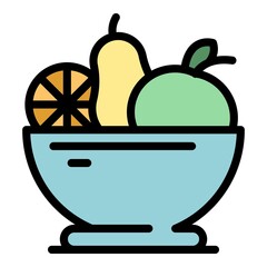 Diet fruit salad icon. Outline diet fruit salad vector icon color flat isolated