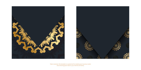 Black color brochure with vintage gold pattern for your congratulations.