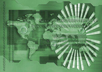 background with the world map and label