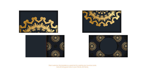 Black business card with mandala gold ornament for your personality.