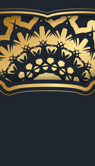 Brochure in black with vintage gold ornaments prepared for typography.