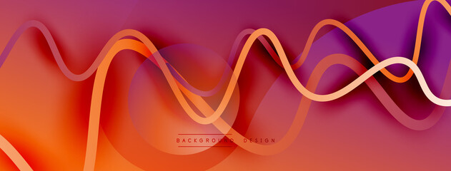 Abstract gradient background with wave line with shadow effect. Geometric composition. 3D shadow effects and fluid gradients