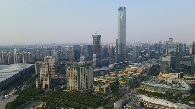 Aerial photography of the architectural skyline of Suzhou Industrial Park