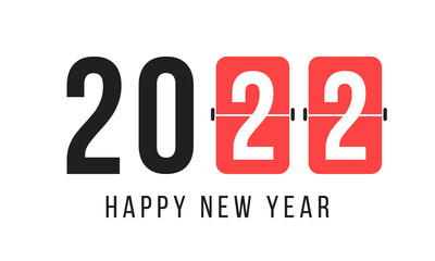 2022 happy new year vector greetings card with score board numbers