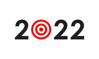 2022 numbers with aim goal, new year vector illustration