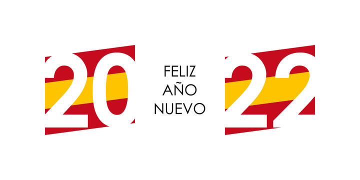 2022 happy new year spanish text with spain flag