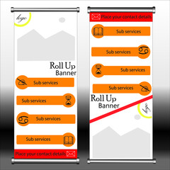 A rollup banner with illustration