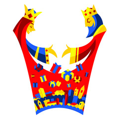 Queen and king dropping gifts