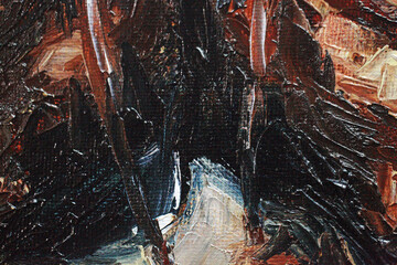 multicolored strokes of paint on the canvas 