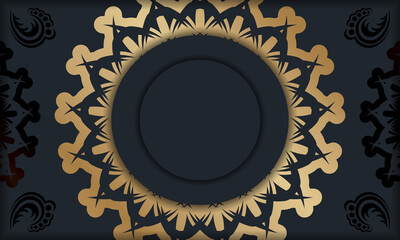 Black banner with vintage gold ornament and space for text