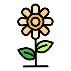 Flower allergy reaction icon. Outline flower allergy reaction vector icon color flat isolated