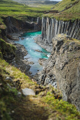 Studlagil basalt canyon, Iceland. One of the most epic and wonderfull nature sightseeing in Iceland