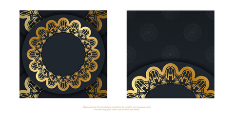 Obraz na płótnie Canvas Black leaflet with luxurious gold ornamentation is ready for printing.