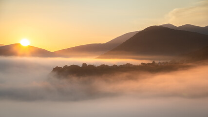 Autumn fog in the mountains 