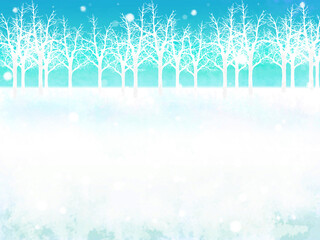 冬の木立の雪景色フレーム（昼）