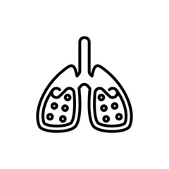 Sputum in lungs thin line icon. Symptom of asthma or pneumonia. Modern vector illustration.