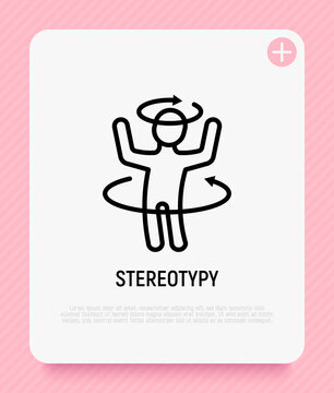 Stereotypy, Dizziness Or Disorientation Thin Line Icon. Modern Vector Illustration Of Illness Symptom.