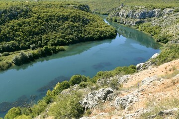 Fototapeta na wymiar Cetina river canyon and Nutjak fortress, landscape