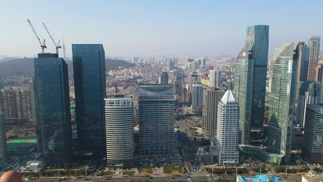 Aerial photography of the architectural landscape by the Fushan Bay in Qingdao