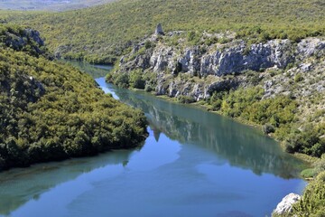 Cetina river canyon and Nutjak fortress, landscape