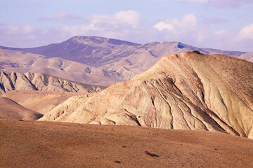 Mountains with red stripes. Khizi region. Azerbaijan.