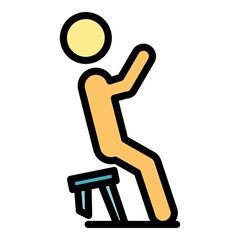 Careless person chair icon. Outline careless person chair vector icon color flat isolated