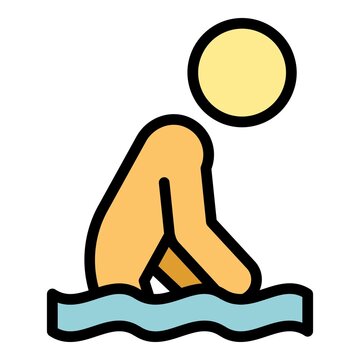 swimming person in water, yellow sun clip art preview