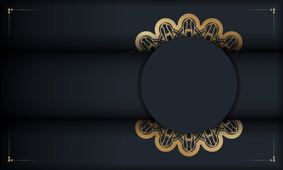Black banner with Indian gold pattern and place under your text