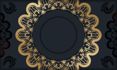 Black banner with vintage gold pattern and space for logo or text