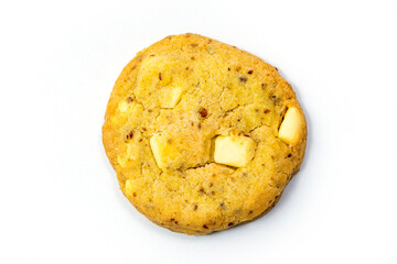 Lemon cookies with white chocolate isolated on white background with clipping path, Top View