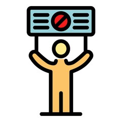 Stop protest icon. Outline stop protest vector icon color flat isolated