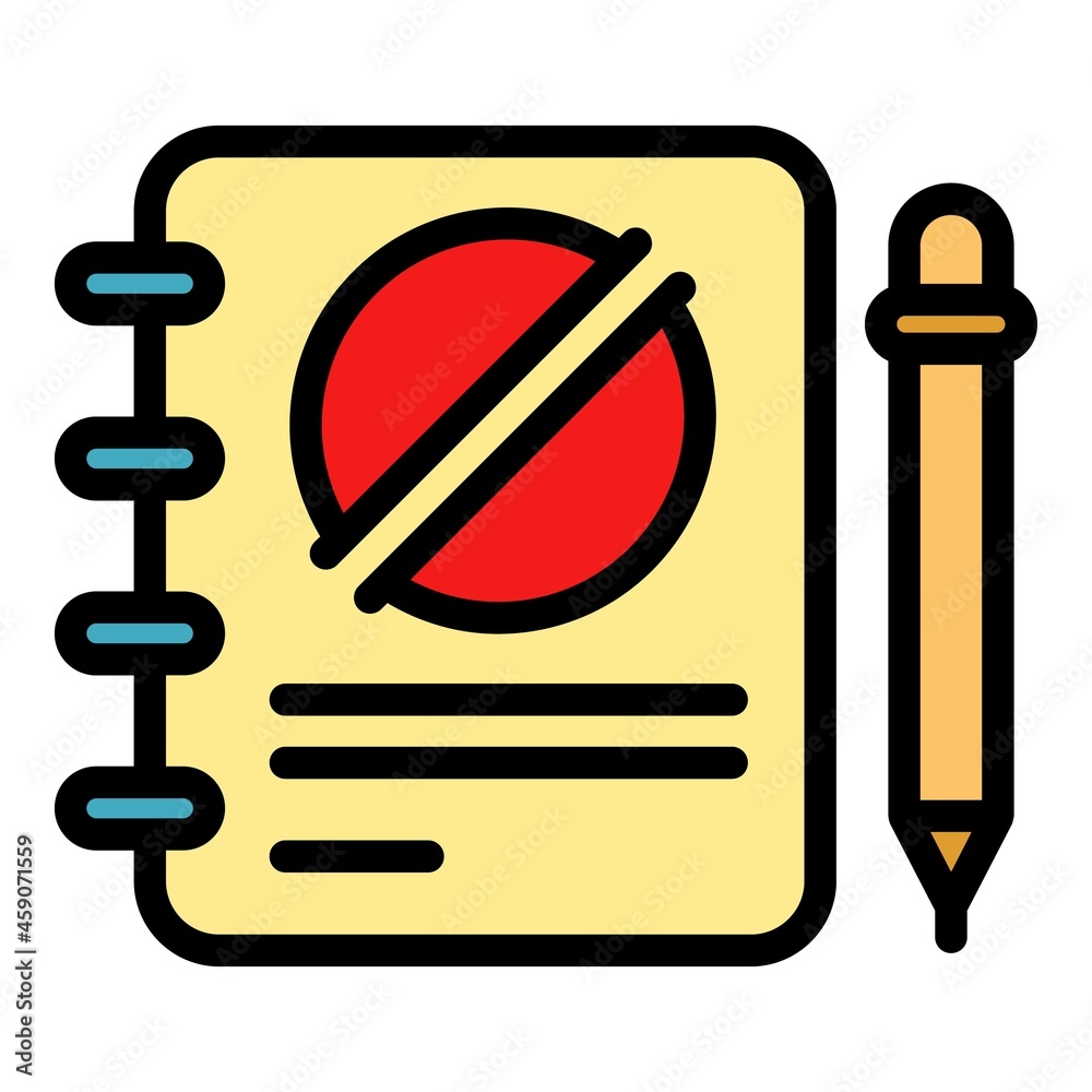 Poster notebook disobedient icon. outline notebook disobedient vector icon color flat isolated