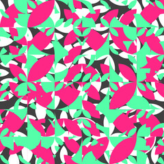 seamless geometric tile background with abstract leaves