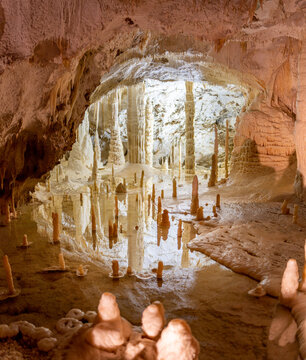 Underground krust cave in Marche Region, Italy. Frasassi