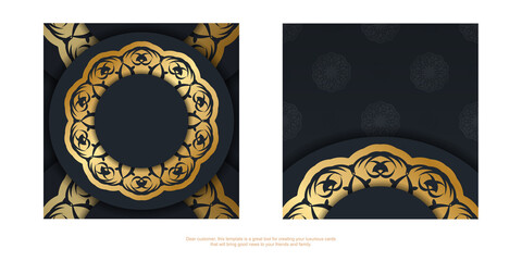 Congratulatory Brochure in black color with abstract gold ornament is ready for printing.
