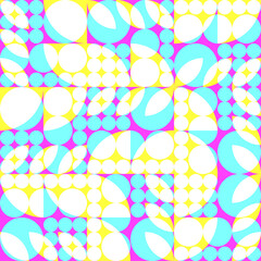 seamless background pattern tile with abstract leaves and various sized circles