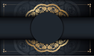 Black banner with vintage gold pattern and place under your text