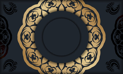 Black banner with Indian gold pattern and place under your text