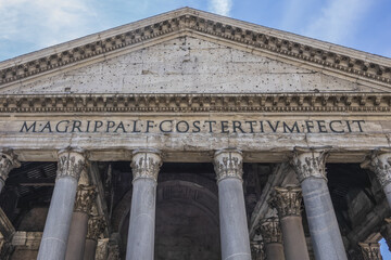 Obraz premium Pantheon is one of best-preserved monuments of ancient Rome, completed around 126-128 A.D., designed as a temple for Roman gods. Rome, Lazio, Italy.