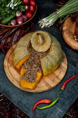 pumpkin with meat filling, turkmen dish