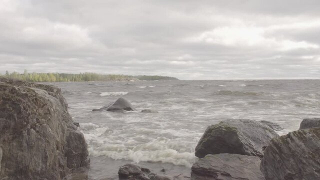 incoming waves on the lake