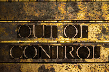 Out of Control text on textured grunge copper and vintage gold background