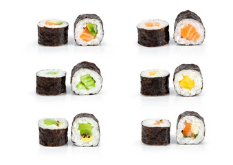 Sushi set with white background