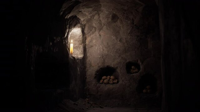 old dark stone underground Catacombs