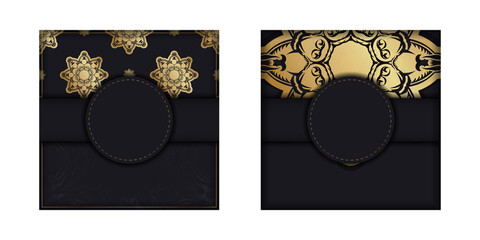 Greeting Flyer in black with Greek gold ornaments for your brand.